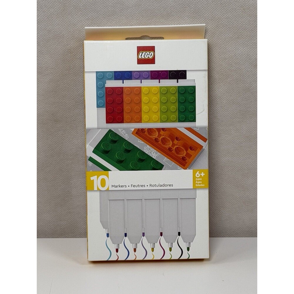 LEGO Iconic 10 Pack Marker Pens Fine Tip Connectable Building Blocks Stationery